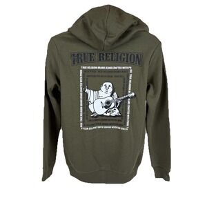True Religion Radiant Buddha Zip Up Hoodie Men's Medium Kalamata Green New $119